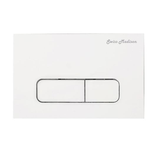 Carre Wall Mount Dual Flush Actuator Plate with Rectangle Push Buttons in White