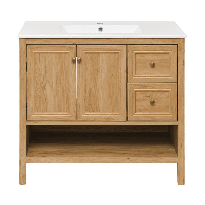 Château 36" Freestanding Bathroom Vanity in Golden Oak with Sink Top