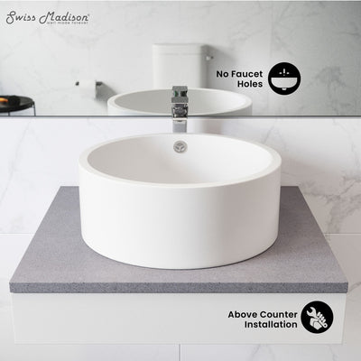 Monaco Round Ceramic Bathroom Vessel Sink in White