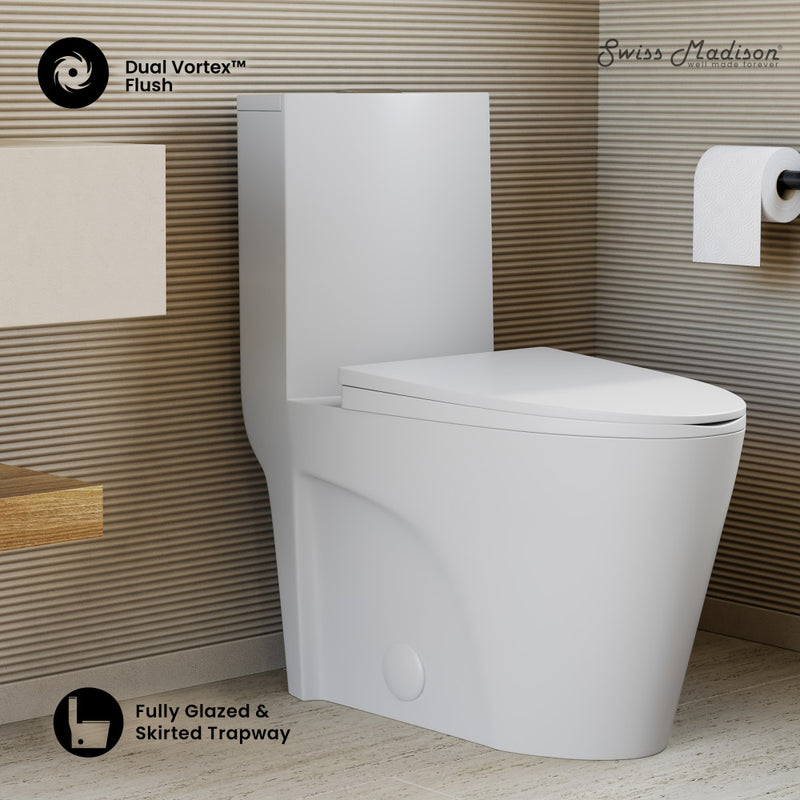 St. Tropez One-Piece 10" Rough-in 1.1/1.6 GPF Dual Top Vortex Flush Elongated Toilet in Matte White
