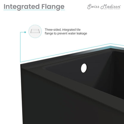 48-inch right-hand drain alcove bathtub in matte black with apron front and integrated tile flange.