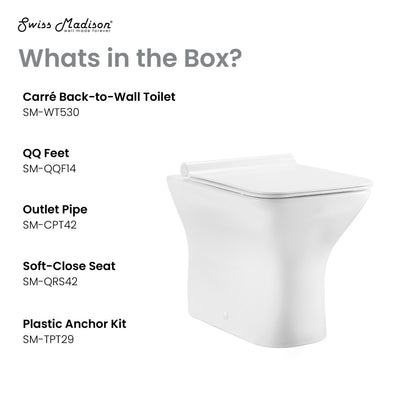 Carre Back to Wall Toilet Bowl Bundle in Glossy White