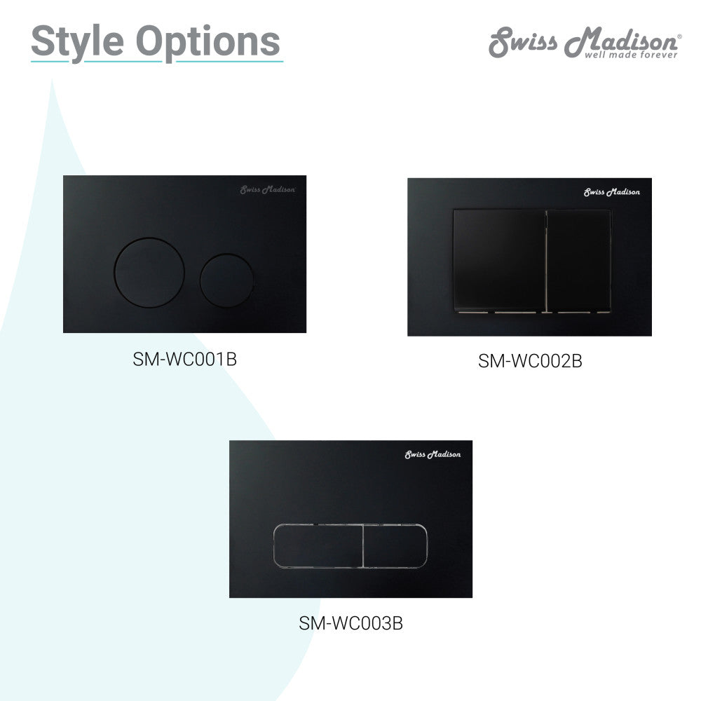 Concorde Wall Mount Dual Flush Actuator plate in Matte Black
