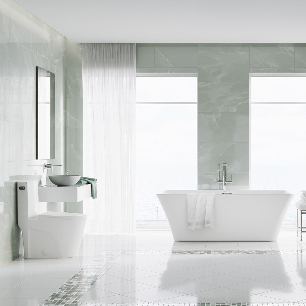 St. Tropez One Piece Elongated Toilet Side Flush 1.28 gpf with Black Hardware