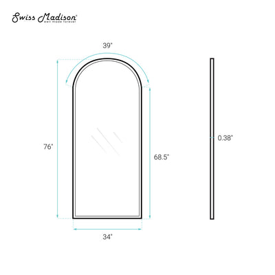 Porte 34 x 76 Framed Fixed 3/8 in. (10mm) Clear Tempered Glass Shower Door with Black Matte Frame