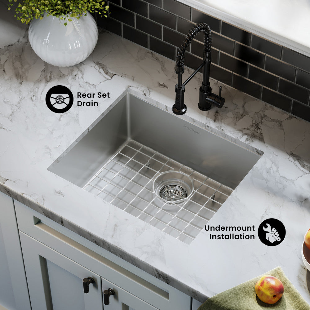 Tourner 21 x 18 Stainless Steel, Single Basin, Undermount Kitchen Sink