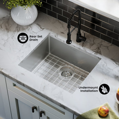 Tourner 21 x 18 Stainless Steel, Single Basin, Undermount Kitchen Sink