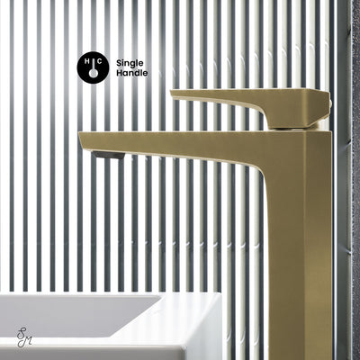 Voltaire Single Hole, Single-Handle, High Arc Bathroom Faucet in Brushed Gold