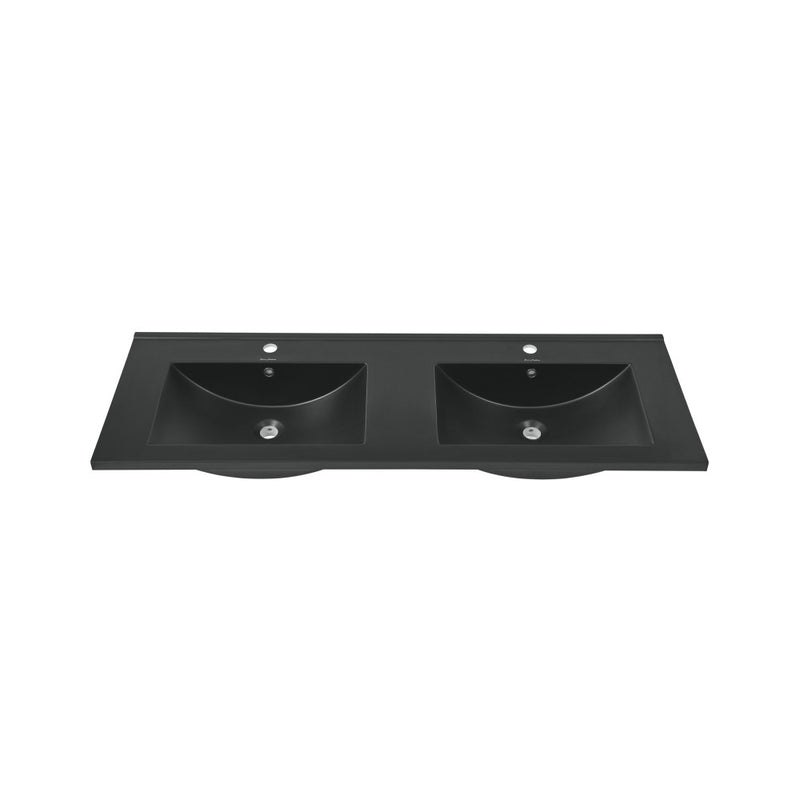 48" Double Basin Vanity Sink Top in Matte Black