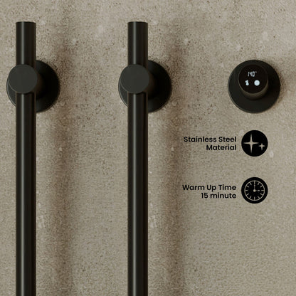 Monaco 2-Bar Electric Towel Warmer with Timer in Matte Black
