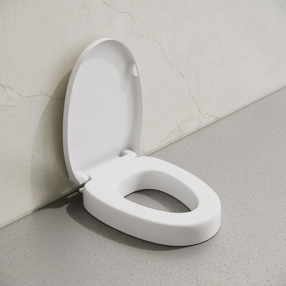 Ryse 3 in. Raised Elongated Soft Close ADA Compliant Toilet Seat in Glossy White
