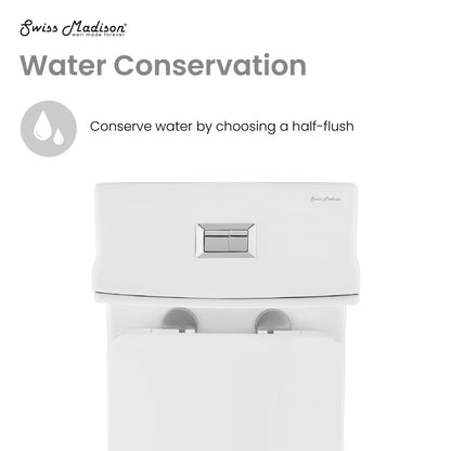 Elongated one-piece toilet, dual flush, white ceramic, 10-inch rough-in.