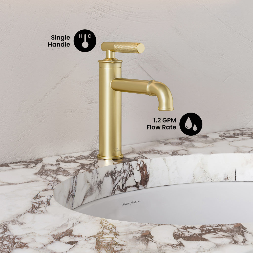 Avallon Single Hole, Single-Handle Sleek, Bathroom Faucet in Brushed Gold