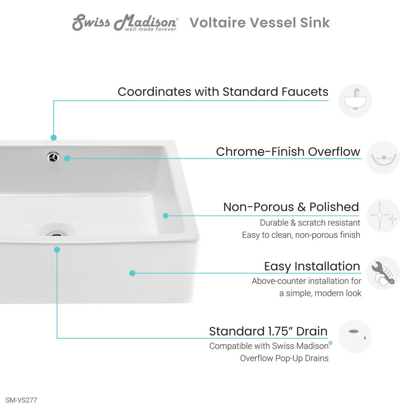 Voltaire 17 Rectangle Ceramic Vessel Sink