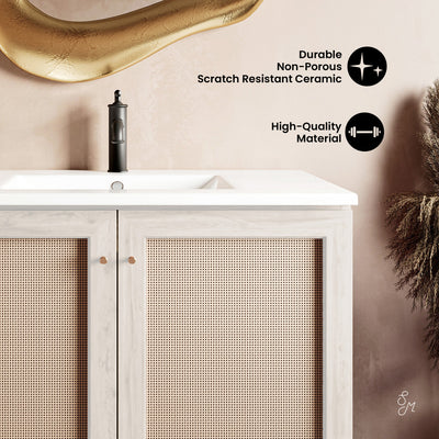 Classe 36" Freestanding Bathroom Vanity in White Oak with Sink Top