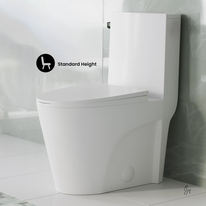 St. Tropez One-Piece 14" Rough-in 1.28 GPF Left Flush Elongated Toilet in Glossy White