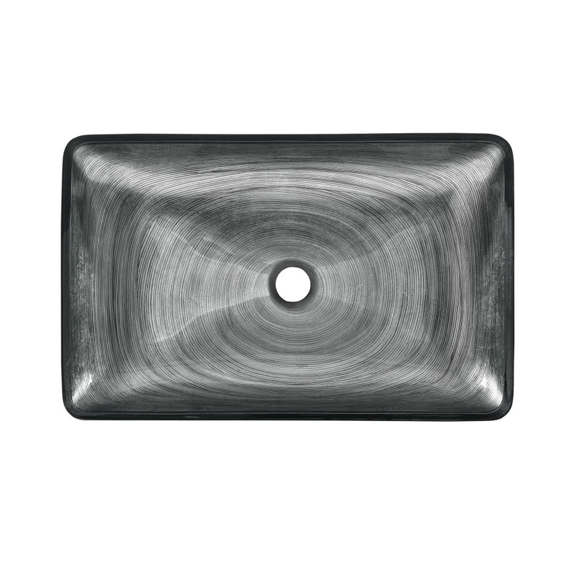 Cascade Rectangular Glass Vessel Sink with Faucet, Smoky Gray