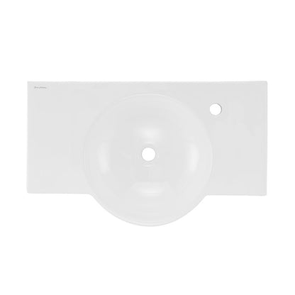Chateau 30" Wall-Mounted Sink Center Basin with Right Side Faucet Mount in Glossy White