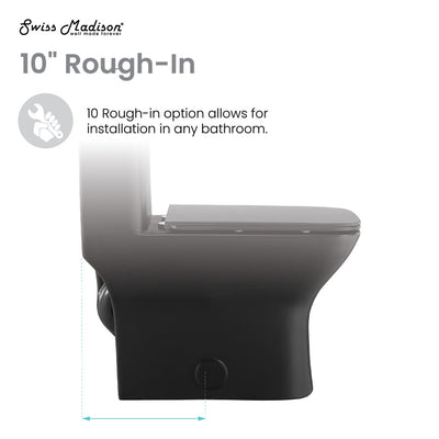 Carre One Piece Square Toilet Dual Flush 1.1/1.6 gpf with 10" Rough-In, Matte Black