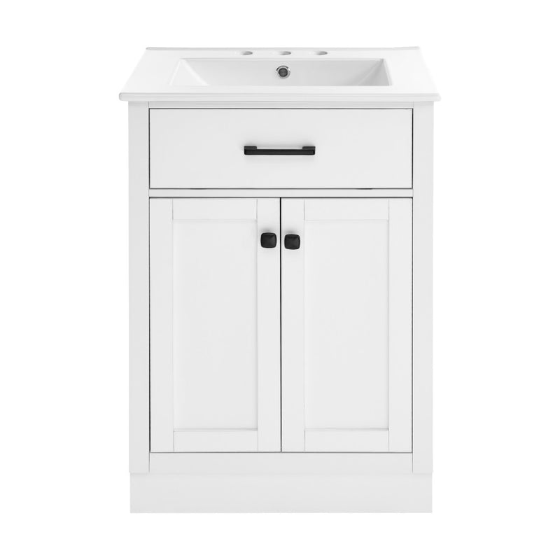 Burdon 24" Freestanding Bathroom Vanity in White with 3-Hole Centerset Sink Top