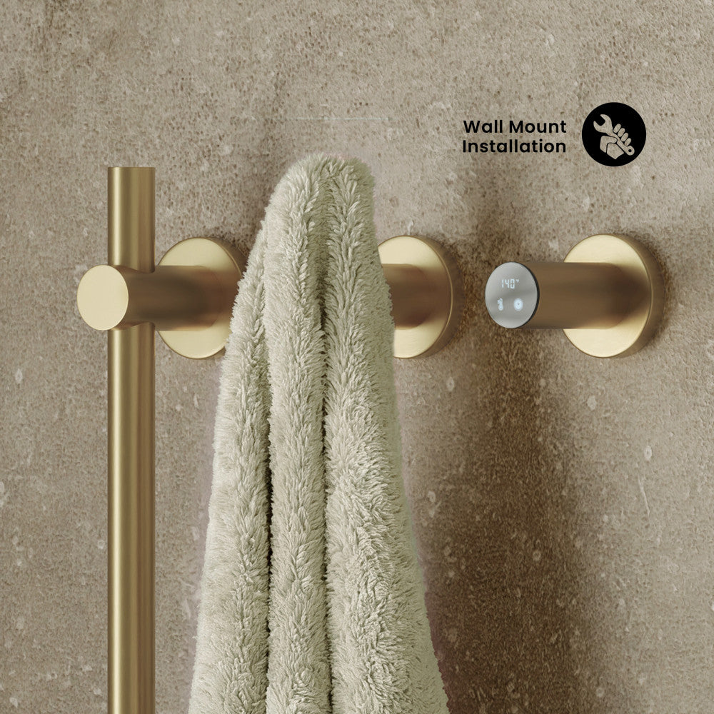 Monaco 2-Bar Electric Towel Warmer with Timer in Brushed Gold