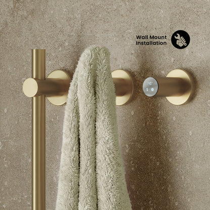 Monaco 2-Bar Electric Towel Warmer with Timer in Brushed Gold