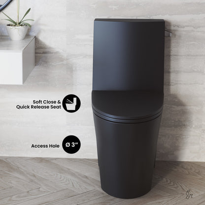 St. Tropez One-Piece 12" Rough-in 1.28 GPF Right-Hand Vortex Flush Elongated Toilet in Matte Black