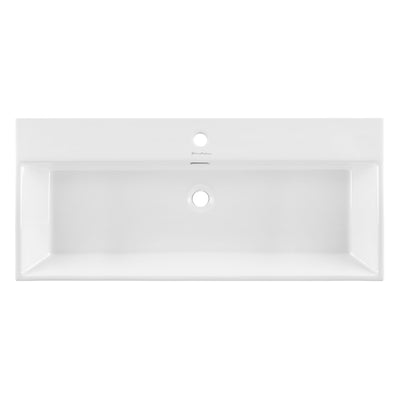 Claire 40 Ceramic Console Sink White Basin Black Legs