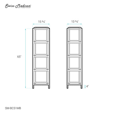 Pierre 16"x65"x14" Freestanding Linen Cabinet in Matte Black