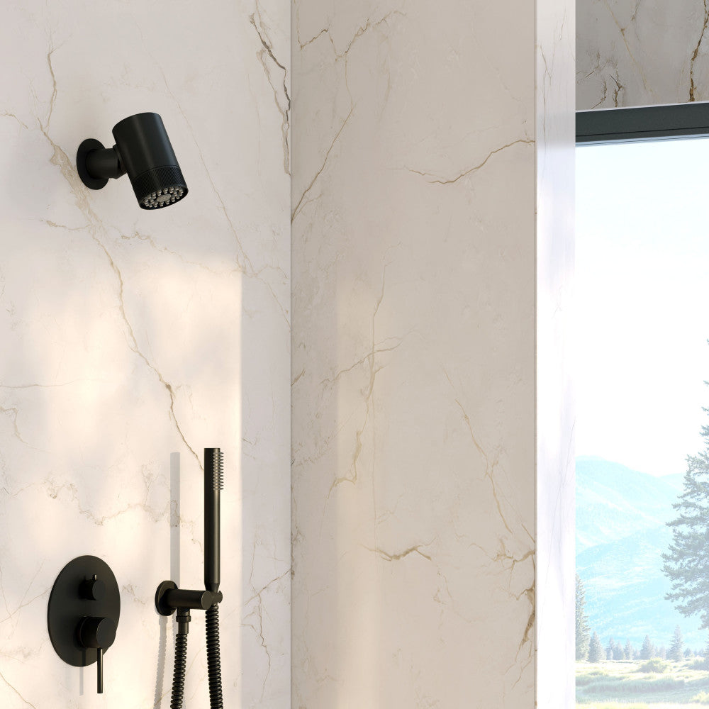Lumiere 2-Spray Patterns 2.5 GPM Wall Mount Fixed Shower Head in Matte Black