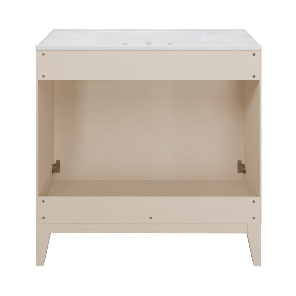 Cascade 30" Freestanding Bathroom Vanity in White Oak with 3-Hole Widespread Sink Top
