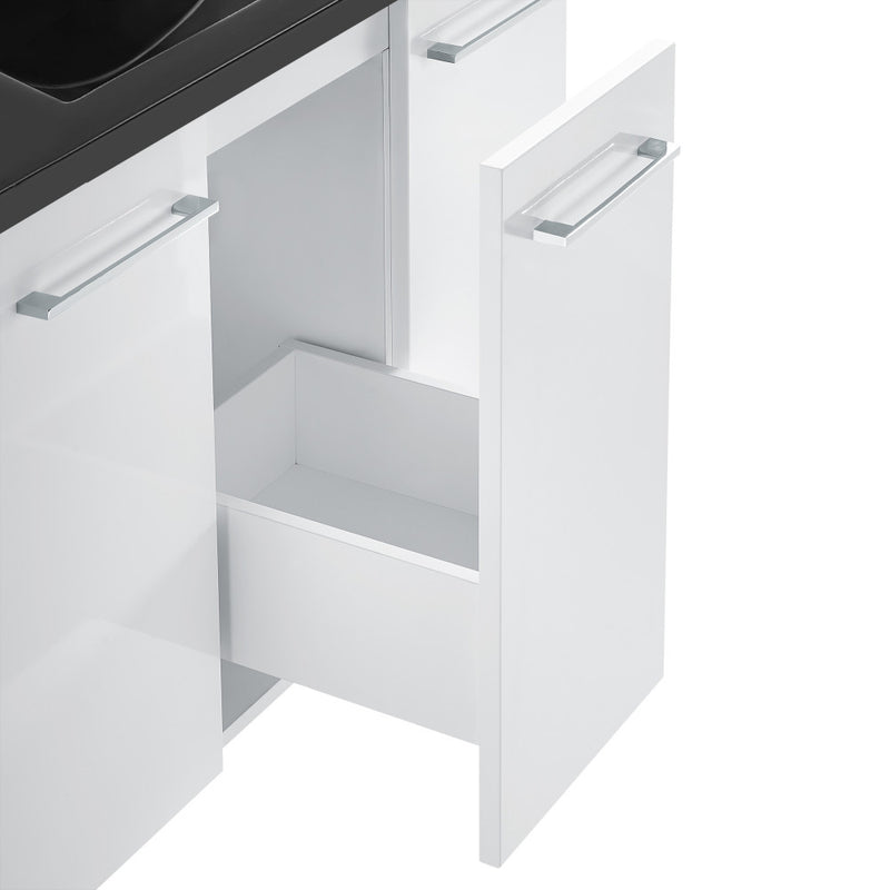 Annecy 60 in. White, Double Basin Bathroom Vanity With Black, 3-Hole Artificial Stone Sink Top