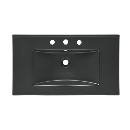 30" 3-Hole Widespread Vanity Sink Top in Matte Black