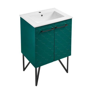 Annecy 24" Freestanding Bathroom Vanity in Teal with Sink Top