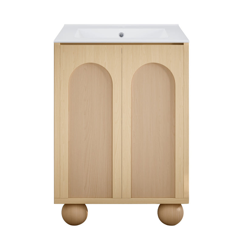 Plaisir II 24" Freestanding Bathroom Vanity in Natural Oak with Sink Top