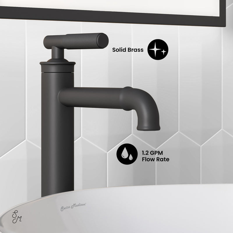 Avallon Single Hole, Single-Handle Sleek, High Arc Bathroom Faucet in Matte Black