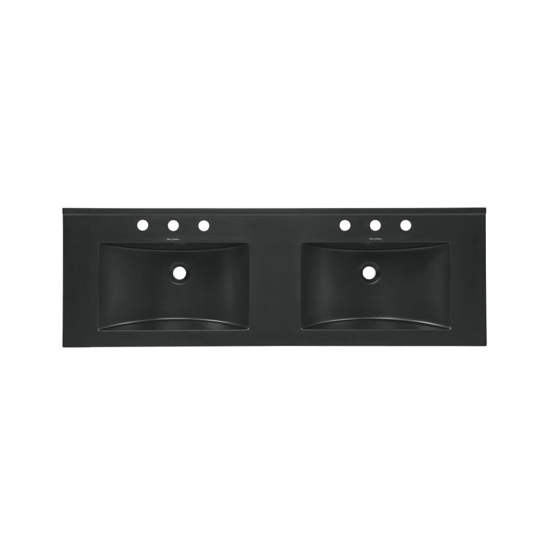 48" 3-Hole Widespread Double Basin Vanity Sink Top in Matte Black