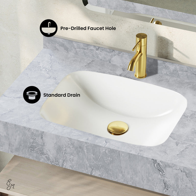 Avancer 36" Wall-Mounted Bathroom Vanity in White Oak with Storm Gray Sink Top