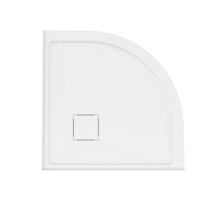 Marquette 38" x 38" Round Corner Double-Threshold Shower Pan Base with Center Drain in Glossy White