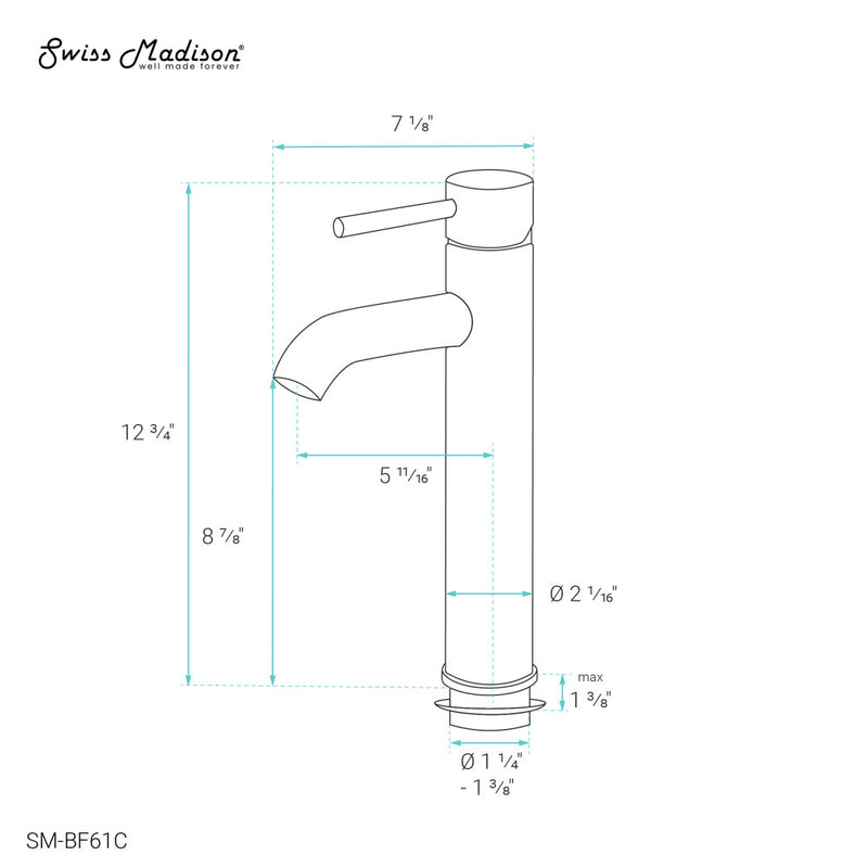 Ivy Single Hole, Single-Handle, High Arc Bathroom Faucet in Chrome