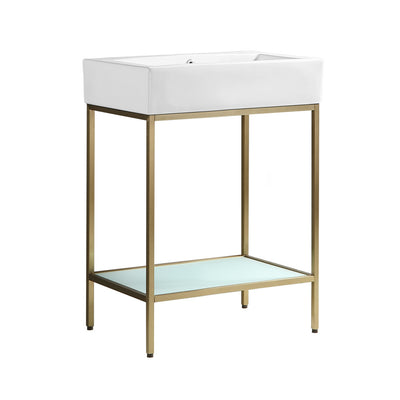 Pierre 24 Single, Freestanding, Open Shelf, Gold Metal Frame Bathroom Vanity