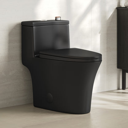 Bastille One-Piece 12" Rough-in 1.1/1.6 GPF Dual Top Flush Elongated Toilet in Matte Black