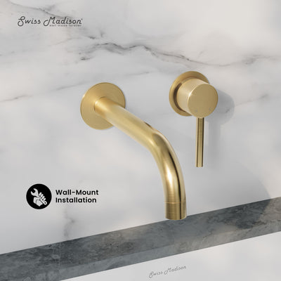 Ivy Single-Handle Wall Mount Bathroom Faucet in Brushed Gold