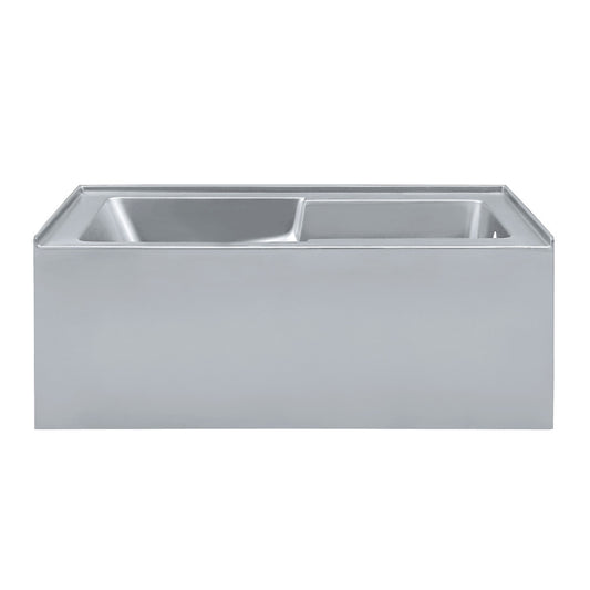 Voltaire 60" x 32" Right-Hand Drain Alcove Bathtub with Apron and Armrest in Matte Gray
