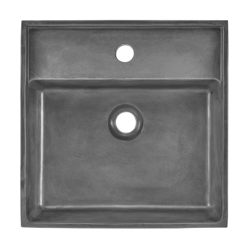 Lisse 16" Square Concrete Vessel Bathroom Sink in Dark Grey