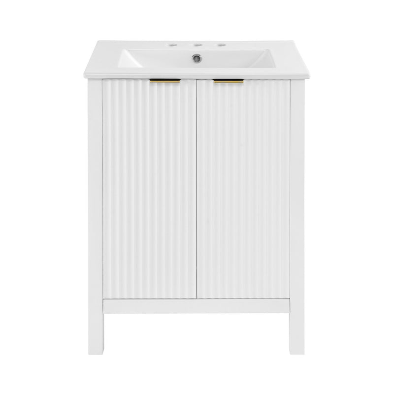 Bastille 24 in. White Bathroom Vanity With White, 3-Hole Ceramic Sink Top