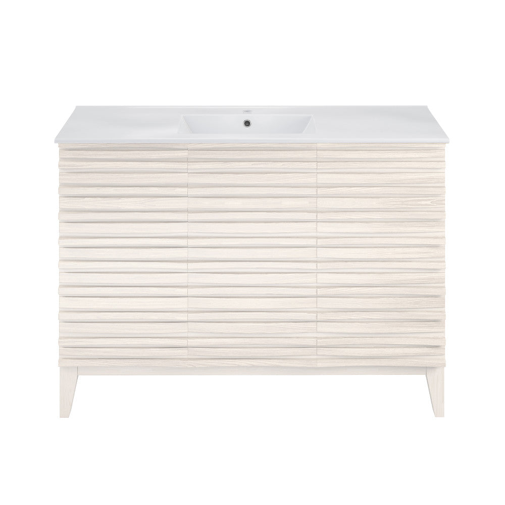 Cascade 48" Freestanding Bathroom Vanity in White Oak with Sink Top