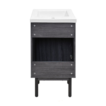 Classe 18" Freestanding Bathroom Vanity in Black Oak with Sink Top