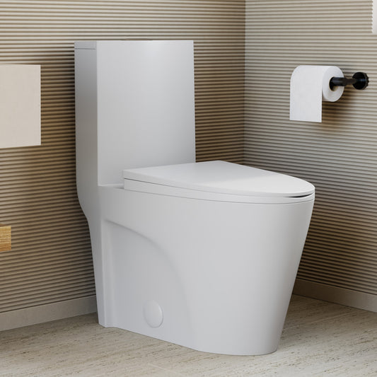 St. Tropez One-Piece 14" Rough-in 1.1/1.6 GPF Dual Top Vortex Flush Elongated Toilet in Matte White