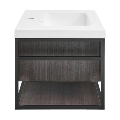 Claire 30" Wall-Mounted Bathroom Vanity in Black Oak with Sink Top